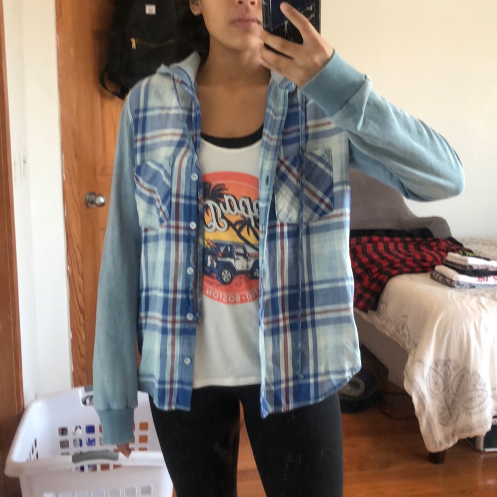 Bella Dahl Button Up Flannel Hoodie